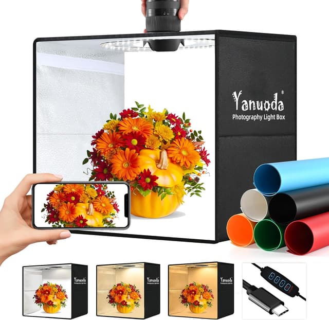 Detalle de Fotobox 40x40x40 cm faltbares Fotozelt für Produktfotografie mit 180 dimmbaren LED