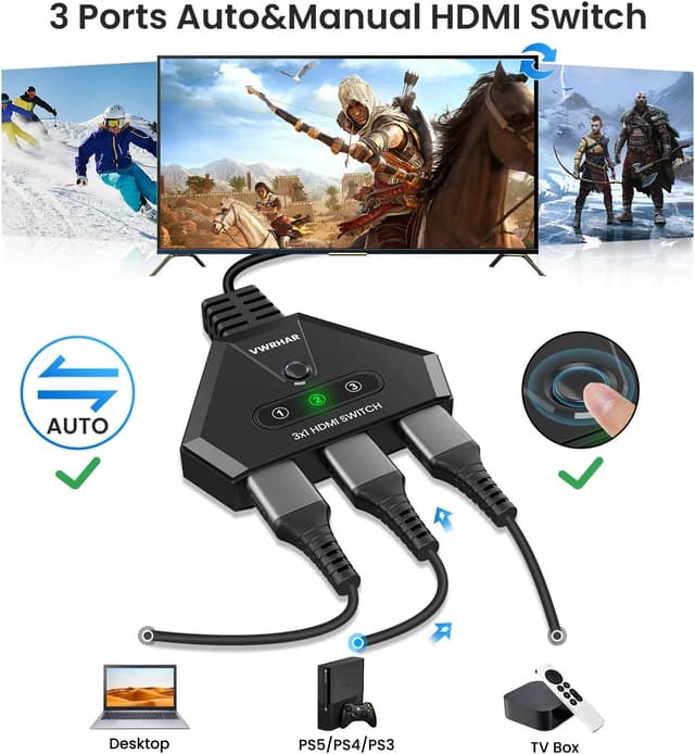 Thumbnail 2 de 4K HDMI Switch 3-Port 60Hz
