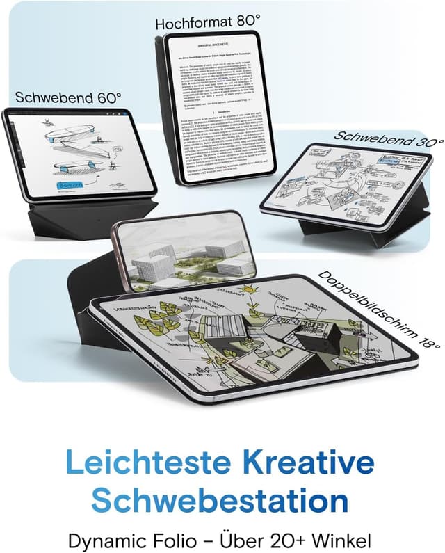 Detalle de MOFT Dynamic Folio Hülle für 11" iPad Pro (2/3/4. Gen, 2020–2022) – schmale Magnet-Hülle mit Ständer