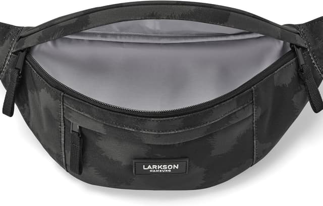 Detalle de Larkson marsupio unisex Marsupio Donna e Uomo grigio con stampa Leo “Ole” – borsa a tracolla idrorepellente da viaggio (4 litri)