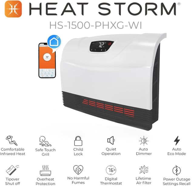 Thumbnail 4 de Heat Storm HS-1500-PHX-WIFI infrared heater 1500W