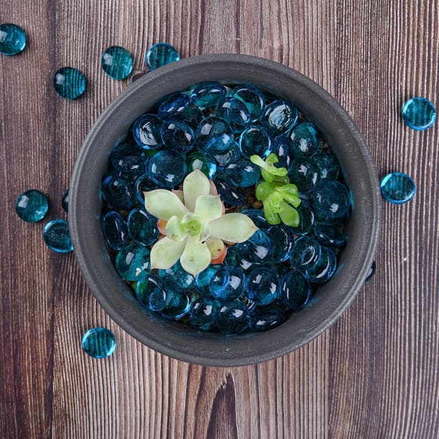 Detalle de Hisredsun 290 Stück Meerblaue Glaskieselsteine (17–20 mm, 1,35 kg) für Vase, Blumentopf & Aquarium