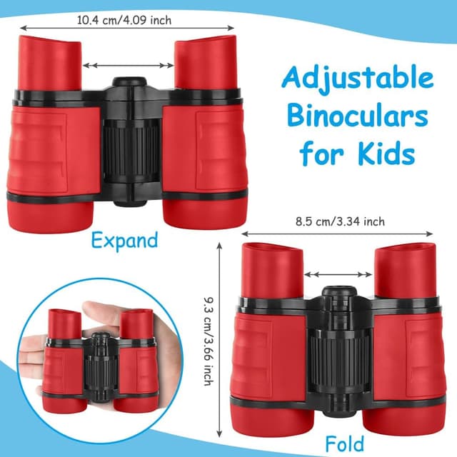 Detalle de OSDUE Binocolo Bambino 4x30 Rosso: giocattolo educativo antiscivolo per 4-12 anni