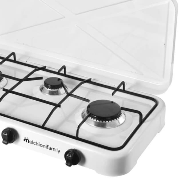 Detalle 2 de Melchioni Family Minerva New 3 — hornillo gas portátil 3 quemadores blanco