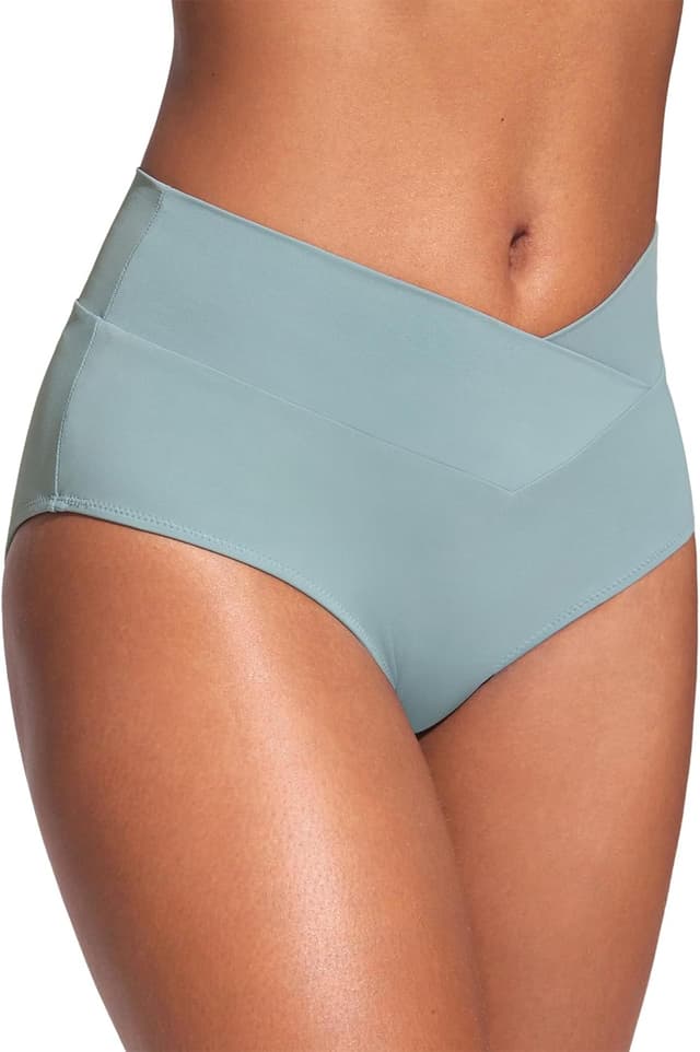 Detalle 2 de CRZ YOGA costume da bagno donna con slip a vita alta incrociata davanti, copertura totale