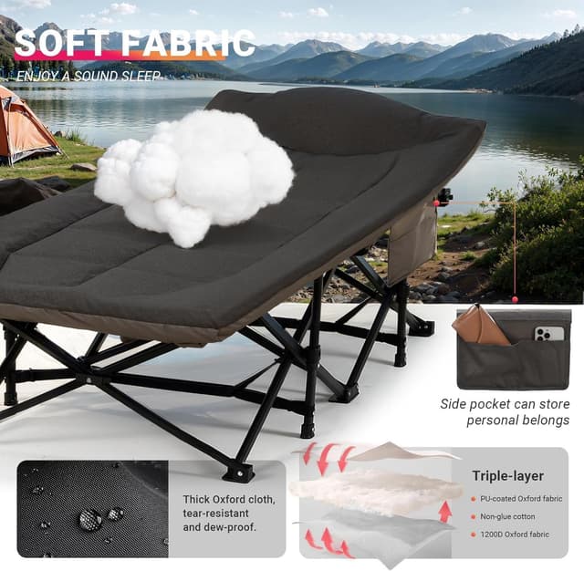 Thumbnail 4 de OVERMONT 28" Extra Wide Folding Camping Bed