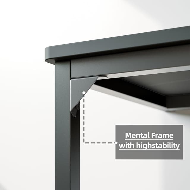Detalle de BEXEVUE Desk 100 x 48 cm Small Computer Desk in Black (MDF top & metal frame)