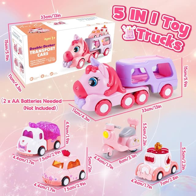 Detalle de EUTOYZ unicorn toy car trailer set