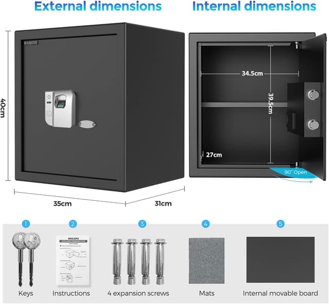 Detalle 1 de WASJOYE cassaforte biometrica 43L
