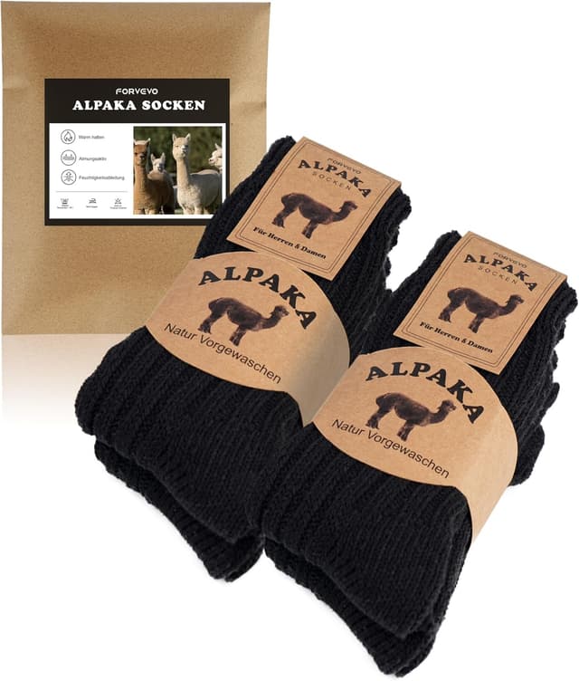 Detalle de FORVEVO Alpaka Socken 4 Paar Wollsocken