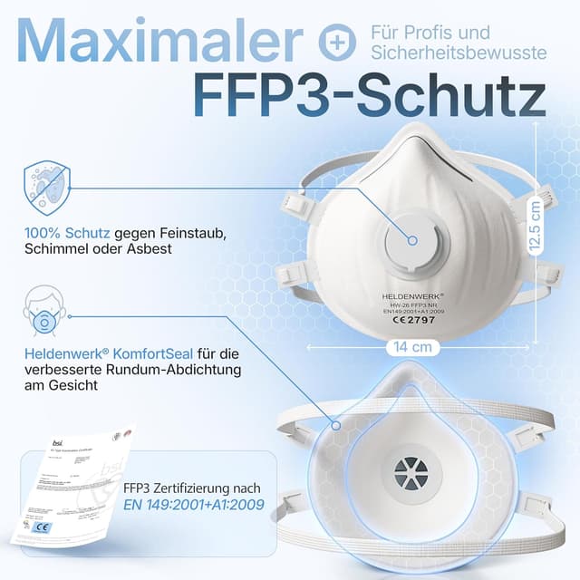 Thumbnail 1 de HELDENWERK FFP3 Maske mit Ventil – 5er Set