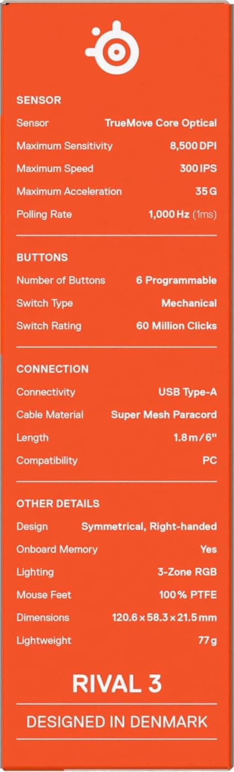 Thumbnail 14 de SteelSeries Rival 3 Gen 2 Ratón Gaming con RGB y 8500 dpi