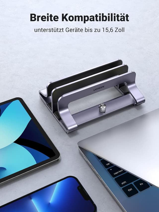 Thumbnail 6 de UGREEN Aluminium vertikaler Laptop-Ständer mit 2 Slots – platzsparende Halterung für MacBook, iPad & mehr