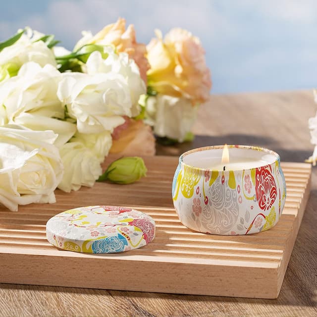 Detalle de Coffret Bougies Parfumées pour Femme – Lot de 4 bougies en cire de soja (120 g) avec couvercle