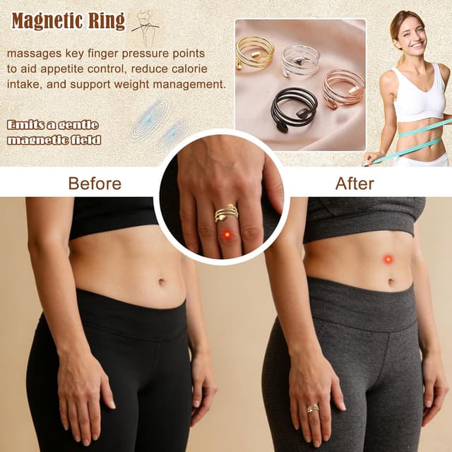 Detalle de Zecimi Magnetring Silber: Anti-Stress- und Vital-Ring mit verstellbarer Öffnung