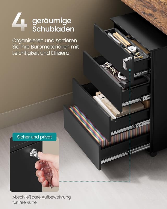 Detalle 2 de SONGMICS OFC064B16 Rollcontainer 45 x 39 x 69 cm