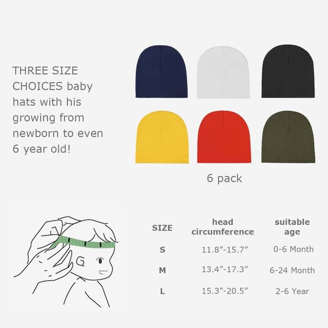 Thumbnail 6 de DRESHOW 6-piece baby beanie set for newborns to toddlers (knitted cotton blend)