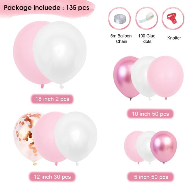 Detalle 2 de Jstzdq 135 Pcs Pink Balloon Garland Kit