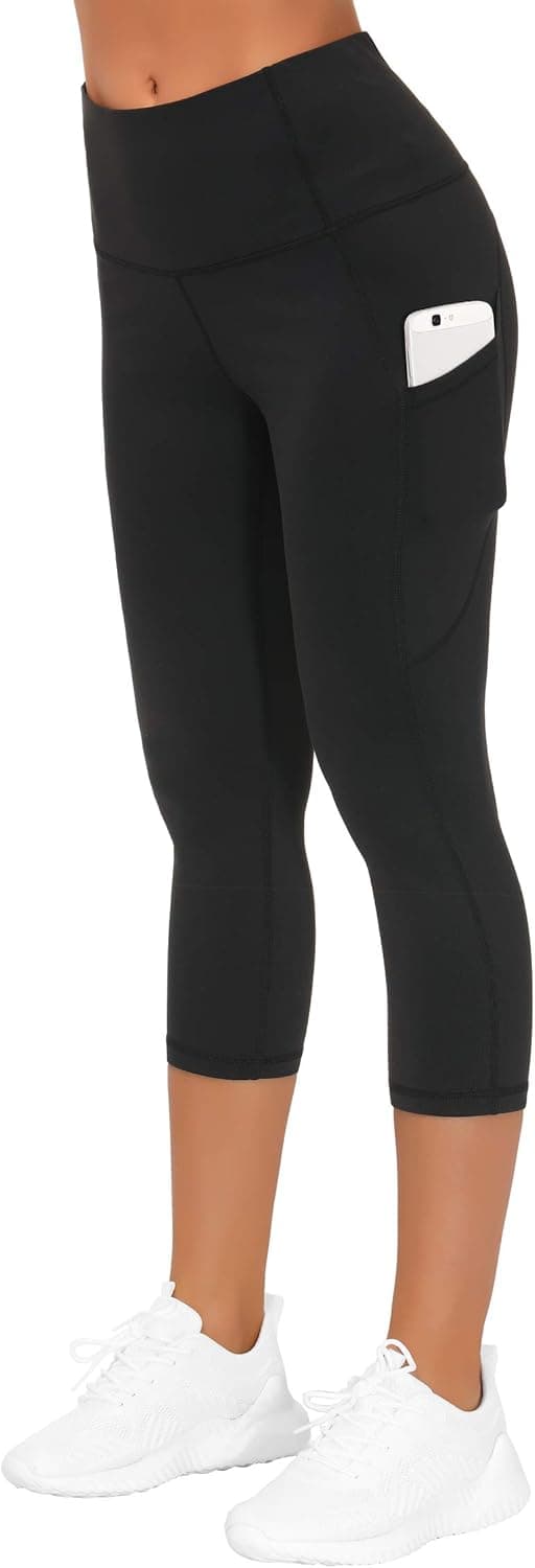 Detalle de The Gym People Women’s High Waist Capri 3/4 Yoga Leggings with Pockets (Tummy Control)