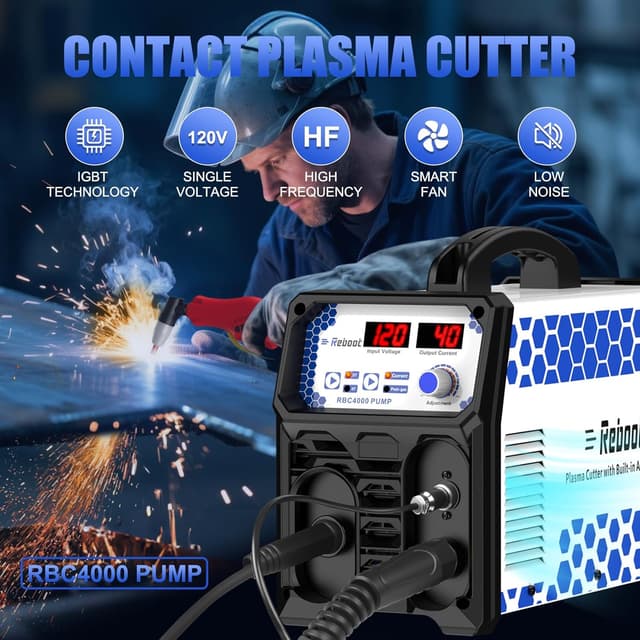 Detalle de Reboot Plasma Cutter With Built-In Air Compressor 40A (120V) IGBT Inverter Digital Cutting Machine