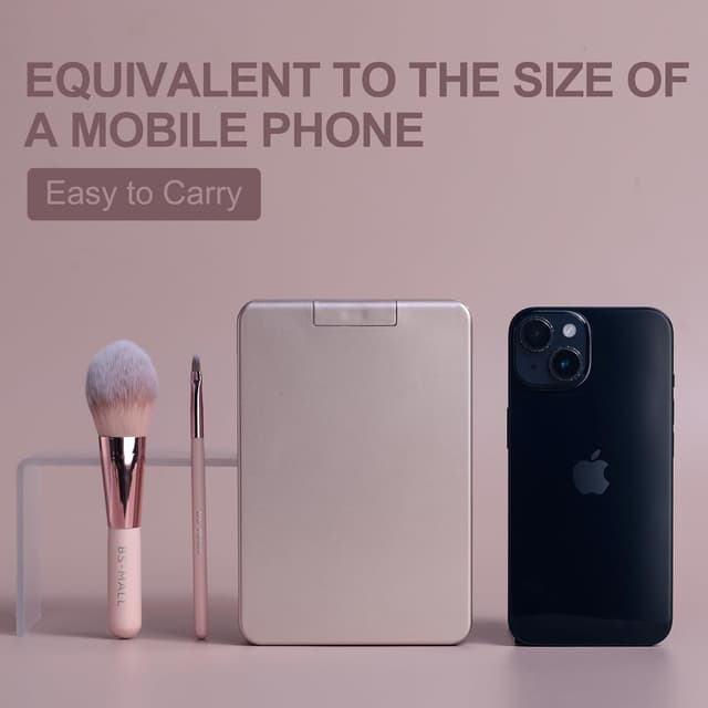 Detalle de BS-MALL 14-Piece Mini Makeup Brushes Set with LED Light Mirror (APINK)