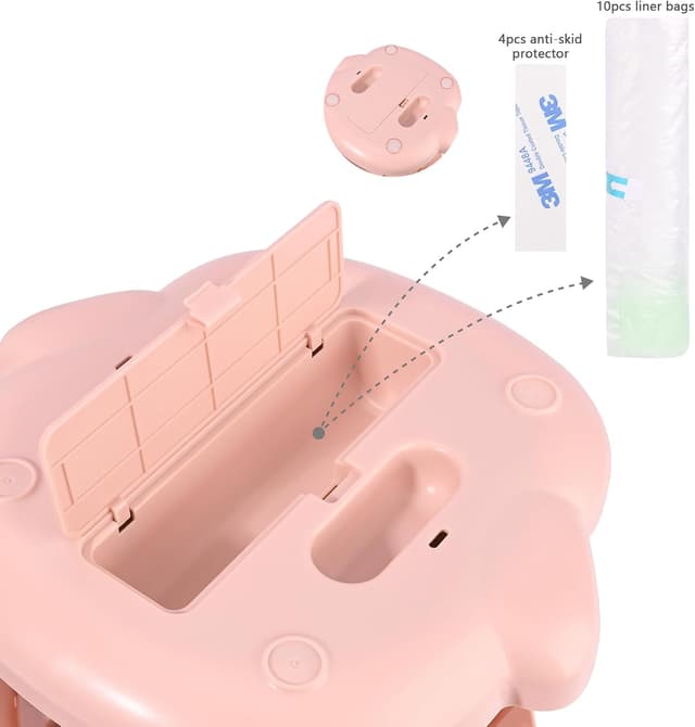 Detalle 2 de Bebamour Baby Potty Training Toilet Seat Portable Potty (Pink) with Potty Liners