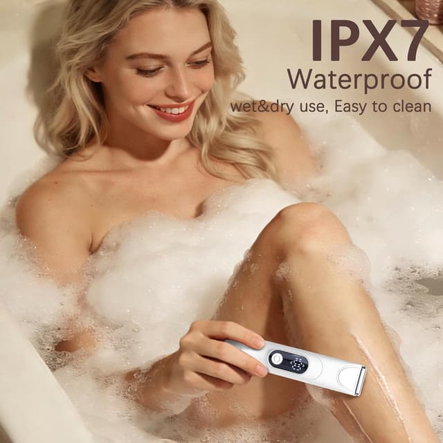 Detalle de ROOFEI Rasoir Électrique Femme 3 en 1 : tondeuse intime, jambes, bras et visage rechargeable IPX7