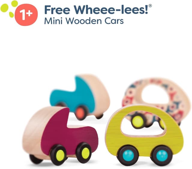 Detalle 2 de Battat B. Toys Les Wheee-Lees gratuits : ensemble de 6 voitures en bois pour tout-petits (à partir de 12 mois)