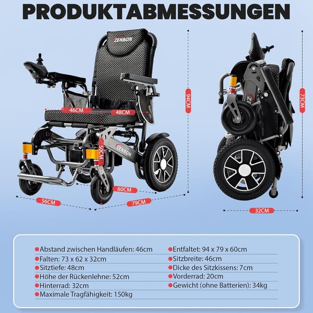 Thumbnail 4 de Elektrischer Rollstuhl Faltbar Leicht 35KM