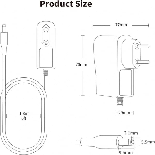 Thumbnail 6 de Tonton 12V-3A Netzteil (36W) mit 1,8 m Kabel, DC-Stecker 5,5 mm × 2,1 mm – für CCTV & Geräte mit 12V
