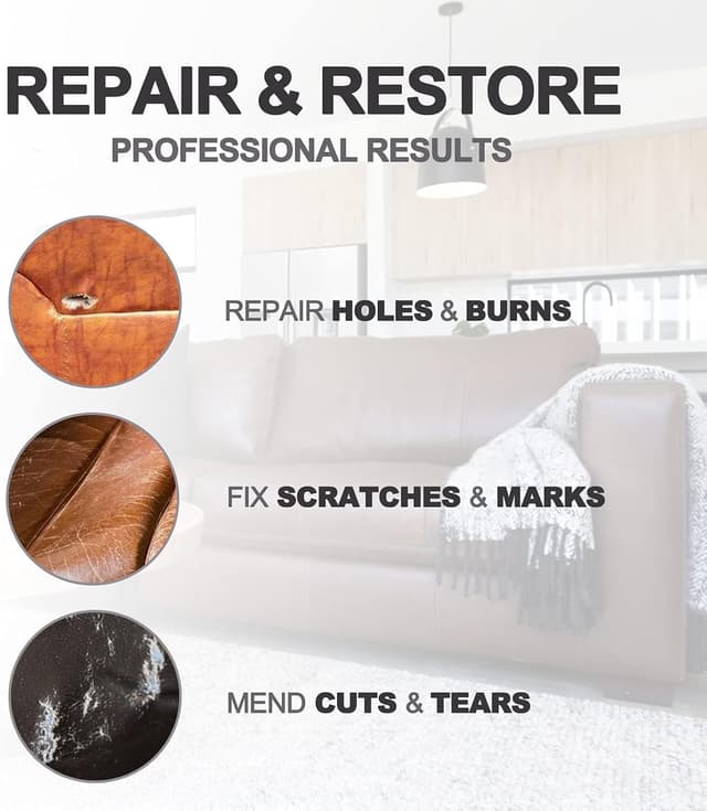 Detalle de BUDOCI Leder Reparatur Set Schwarz – Flüssigleder für Kratzer und Risse an Kunstleder, Vinyl & Co.