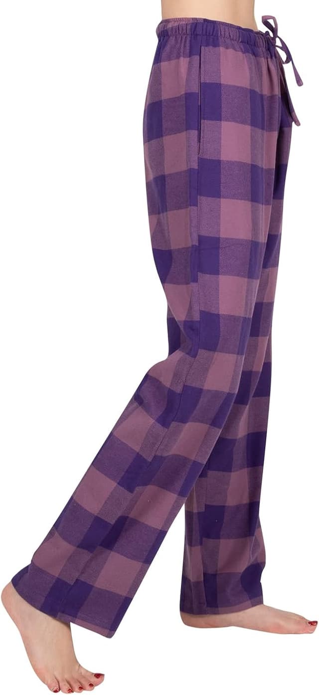Detalle 2 de JTPW Damen Pyjama-Lounge Bottoms aus Baumwollflanell mit Taschen – super soft & warm