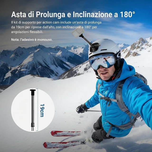 Detalle 2 de NEEWER Supporto per casco flessibile con asta di estensione AC060: montaggio POV con adattatore adesivo