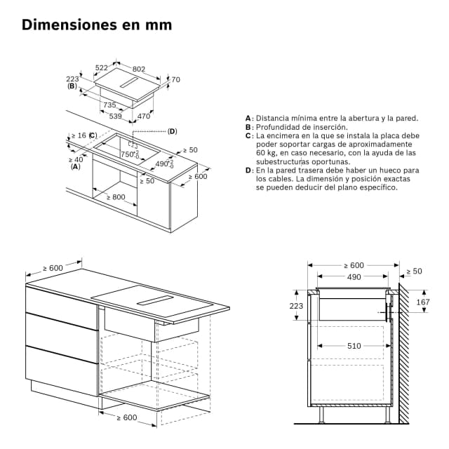 Detalle 2 de Bosch PVS811B16E con extractor 622 m3/h
