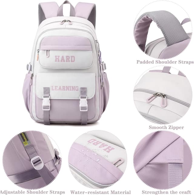 Detalle de KESUDE Schulrucksack für Mädchen & Teenager, wasserabweisender Oxford-Rucksack für Schule und Alltag