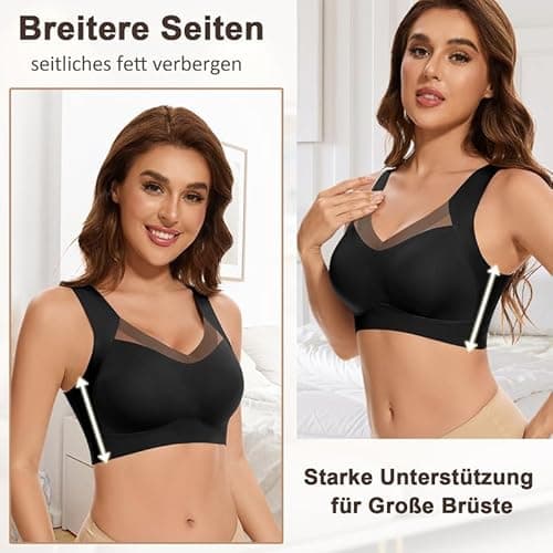 Detalle de Jiuday nahtloser BH ohne Bügel für große Brüste – gepolstertes Soft-Comfort Bustier mit breiten Trägern