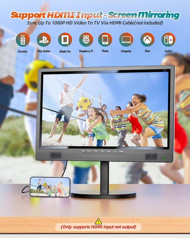 Thumbnail 3 de Desobry 19-inch 1080p Portable TV with built-in rechargeable battery, DVB-T2 and HDMI/USB inputs