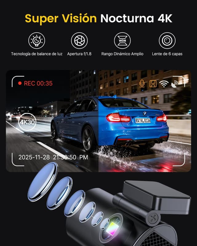 Detalle 2 de GKU D600 Dashcam 4K frontal y 1080P trasera