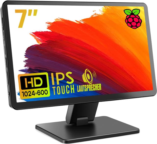 Detalle de ROADOM 7" Touchscreen Monitor für Raspberry Pi IPS 1024×600 FHD Display mit Gehäuse