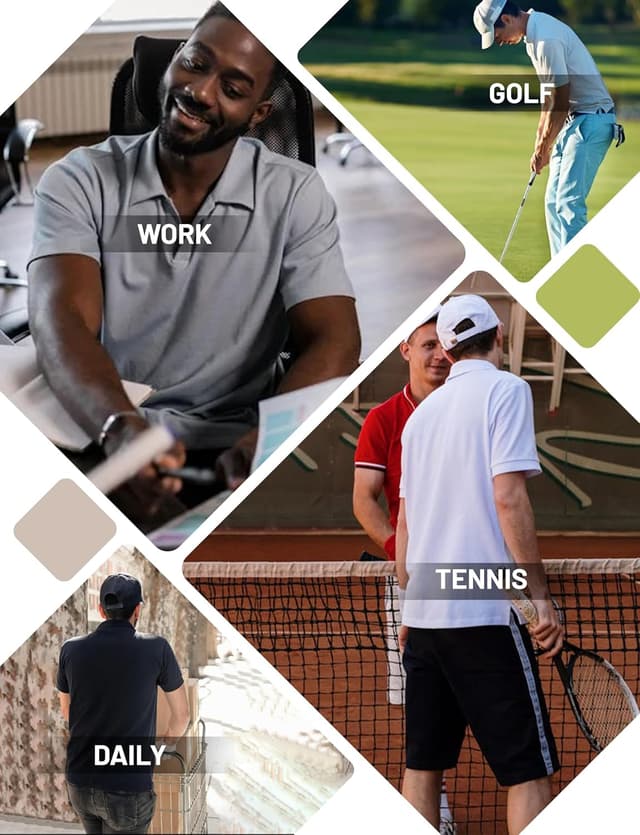 Detalle 2 de MAGCOMSEN Men’s Breathable Quick Dry Golf Polo Shirt (Short-Sleeved, Lightweight)