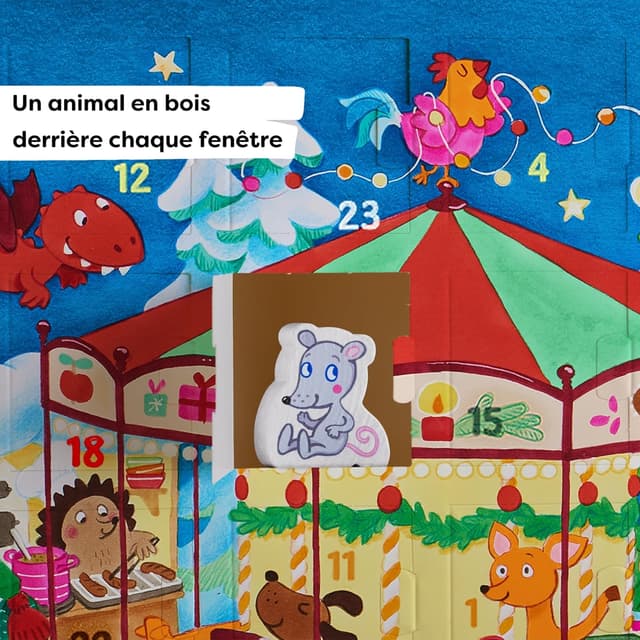 Detalle de Calendrier de l’Avent HABA « Au marché de Noël » – 24 figurines en bois dès 2 ans