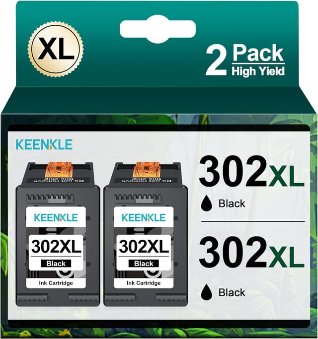 Detalle de KEENKLE 302 XL Druckerpatronen Multipack (2er Schwarz) kompatibel für HP 302 XL