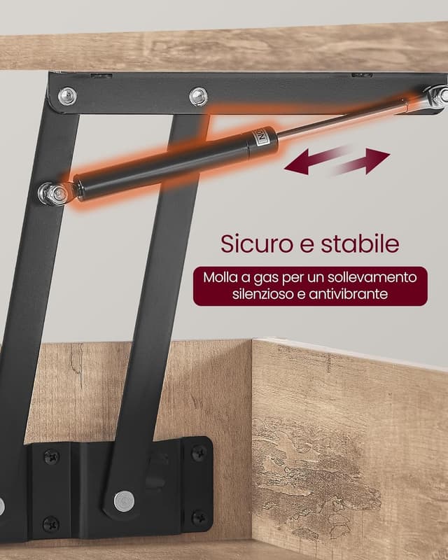 Detalle de VASAGLE LCT267LB01 tavolino da salotto con piano sollevabile a molla a gas, vano nascosto e ripiano aperto