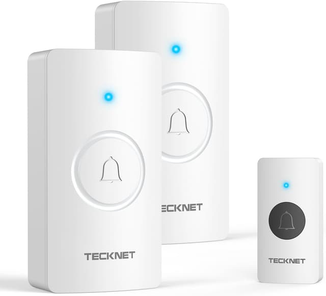 Detalle de TECKNET Wireless Doorbell Kit (IP65 waterproof, battery powered) with long-range receiver up to 1300ft