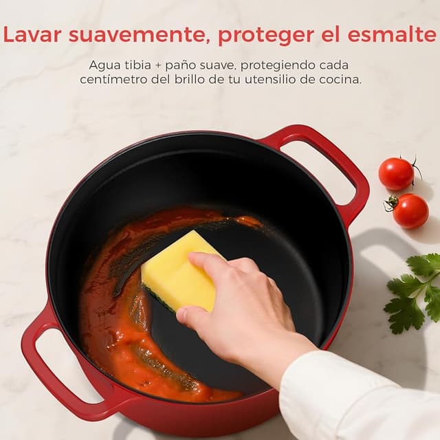 Thumbnail 4 de YASHE olla de hierro fundido con tapa antiadherente roja