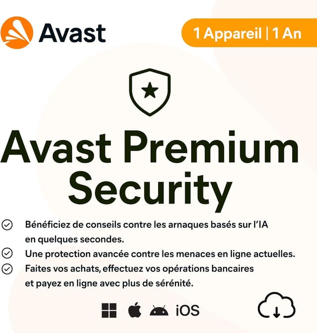 Detalle de Avast Premium Security 2026 antivirus 1 appareil