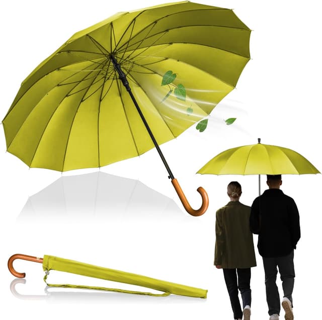 Detalle de LOGAN & BARNES Sturmfester Stockschirm EDINBURGH (XXL, Ø120 cm) mit Echtholzgriff & geräuschloser Gummispitze