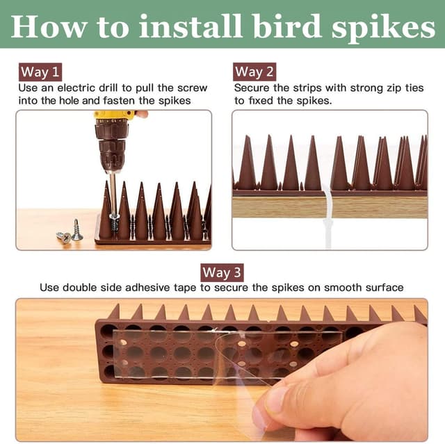 Detalle de Apluskis Upgraded Bird Spikes (Brown) – 20 Pack, 6 m coverage for outdoor anti-bird deterrent