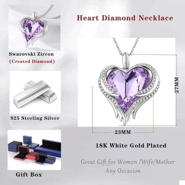 Thumbnail 6 de jiamiaoi Herz Kette Silber mit Herz-Anhänger und Zirkonia – Damen Halskette