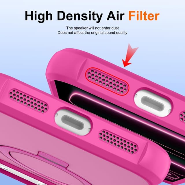 Thumbnail 6 de CHAOFEnG Magnetic Compatible iPhone 17 Pro Max Case with Ring Stand (Rose Red)